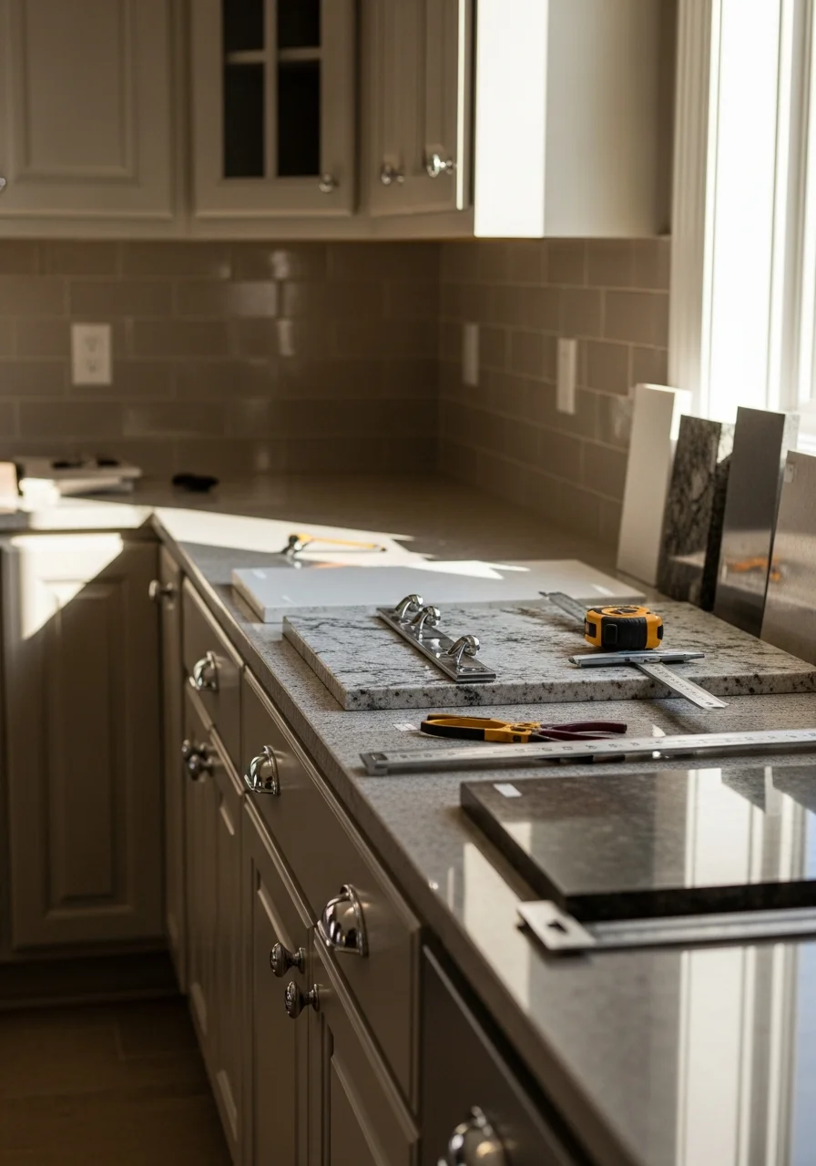 Modern kitchen remodel with custom cabinetry and granite countertops in Crystal Lake home