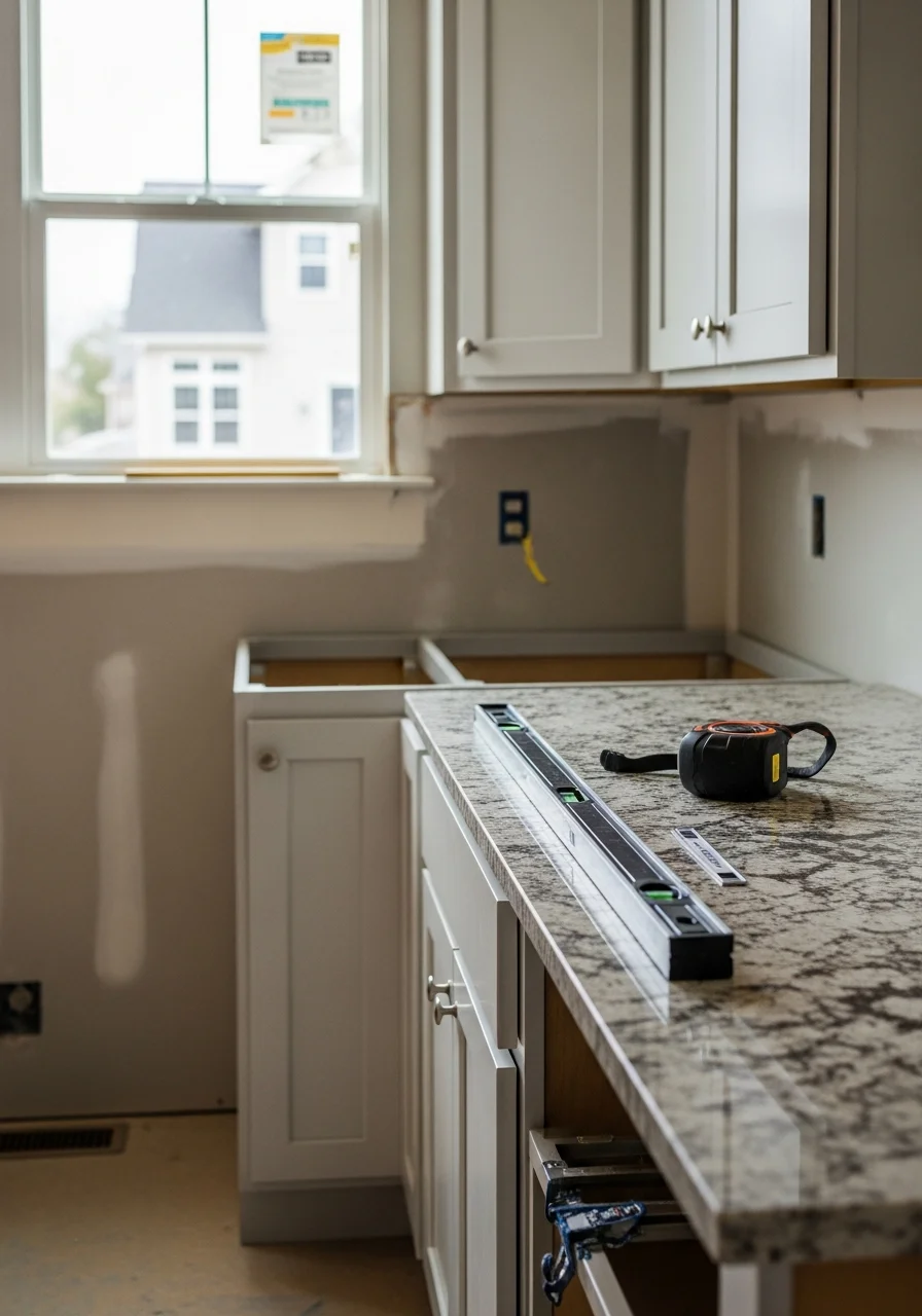 Modern kitchen remodel with custom cabinetry and granite countertops