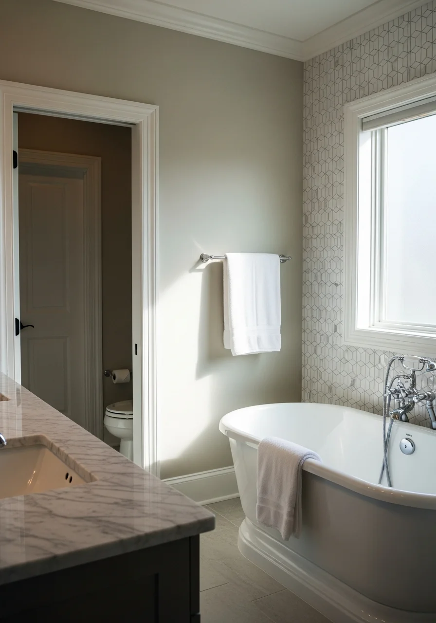 Luxury bathroom renovation with spa-style fixtures and tile work in Lake County residence