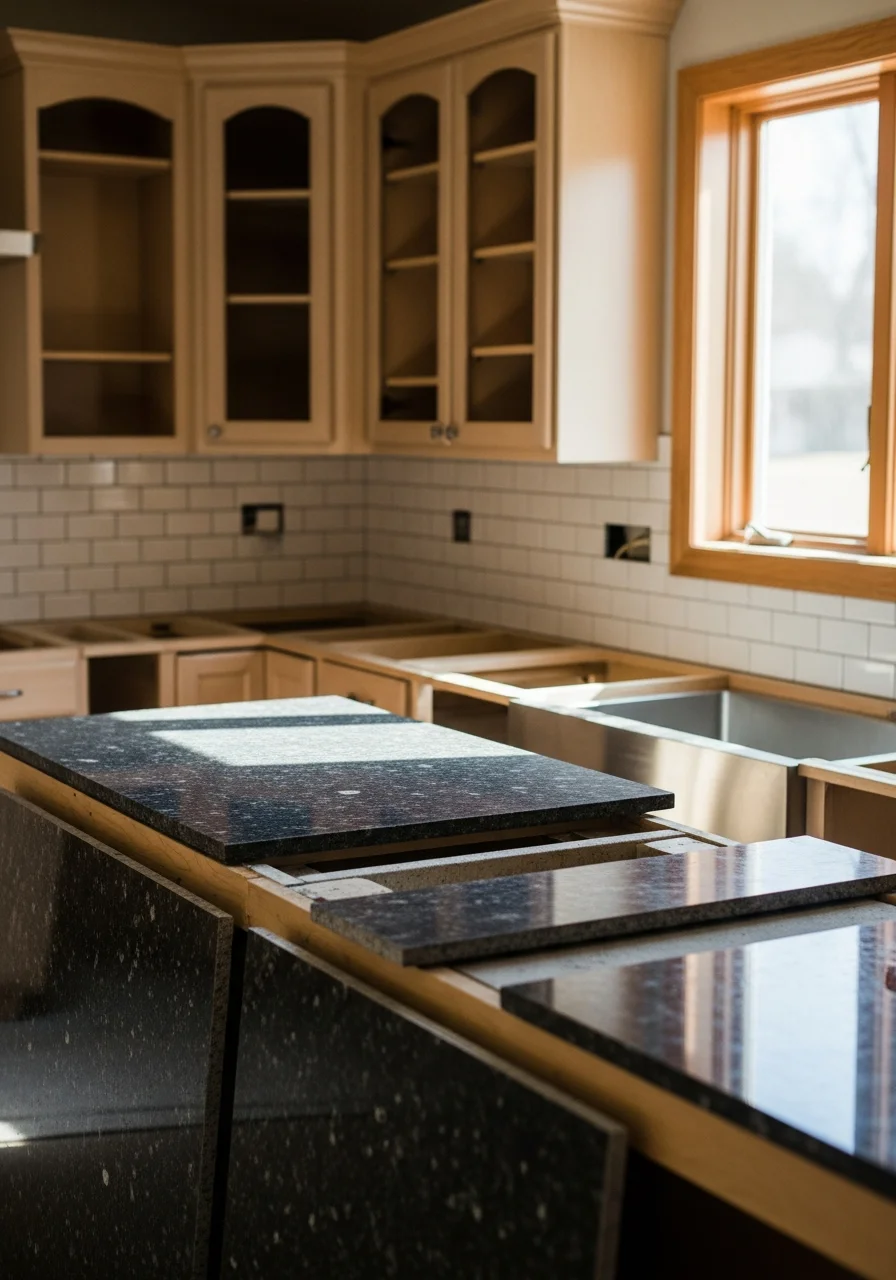 Kitchen remodel with custom cabinetry and granite countertops in Hanover Park home