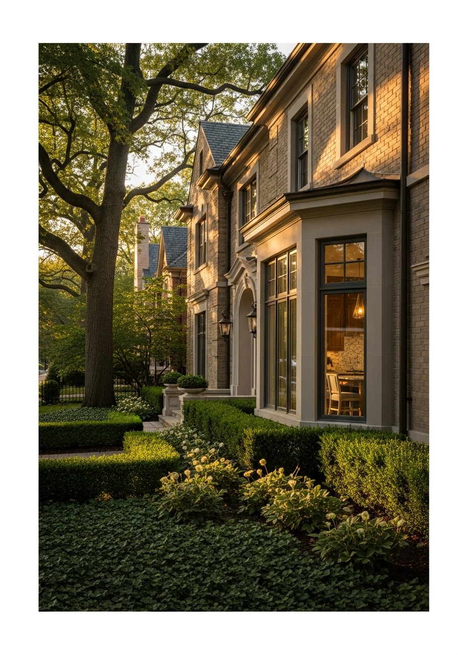 Lake Forest residential property with lakeside setting and established landscaping.