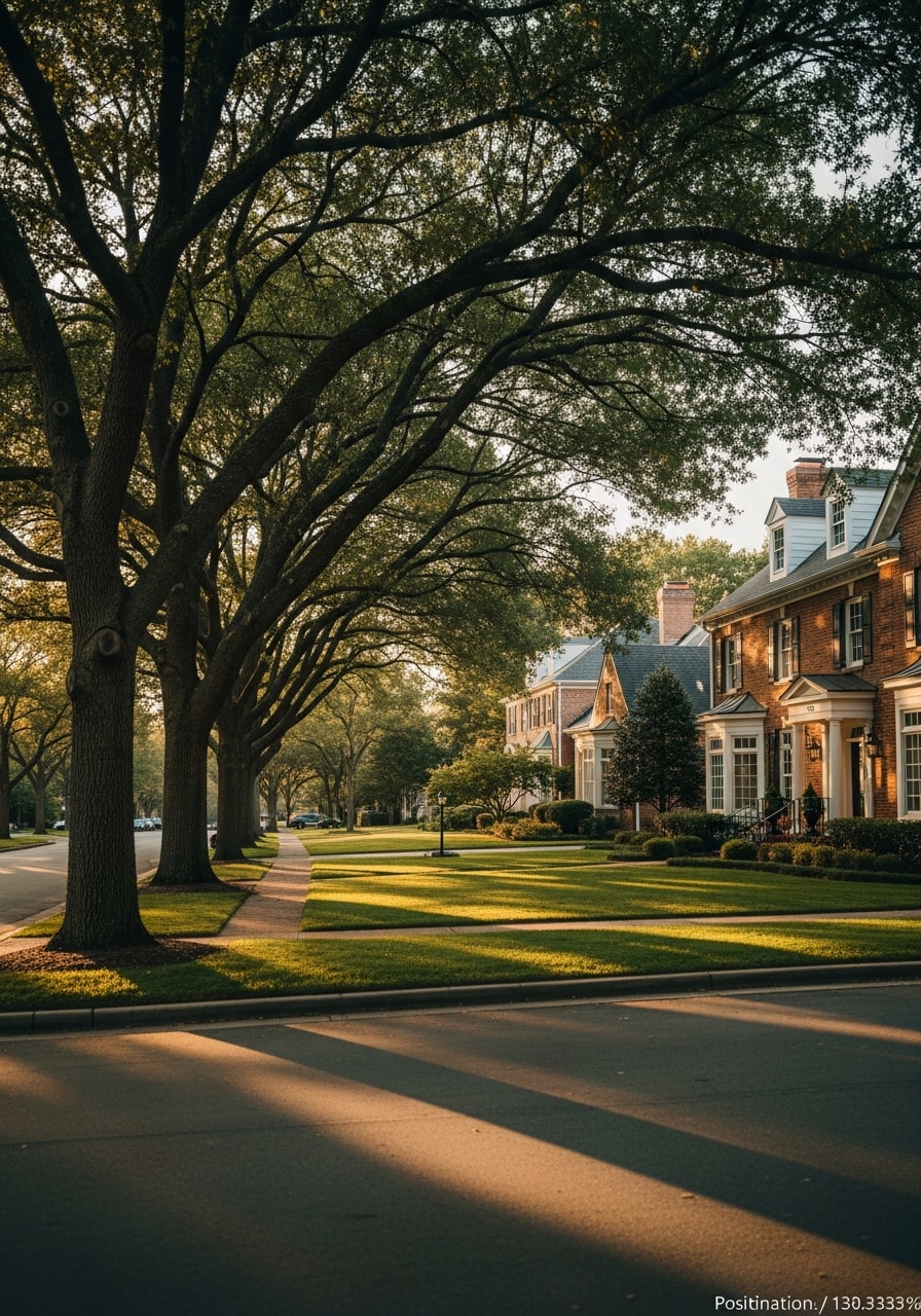 Libertyville residential street with established homes and tree canopy.