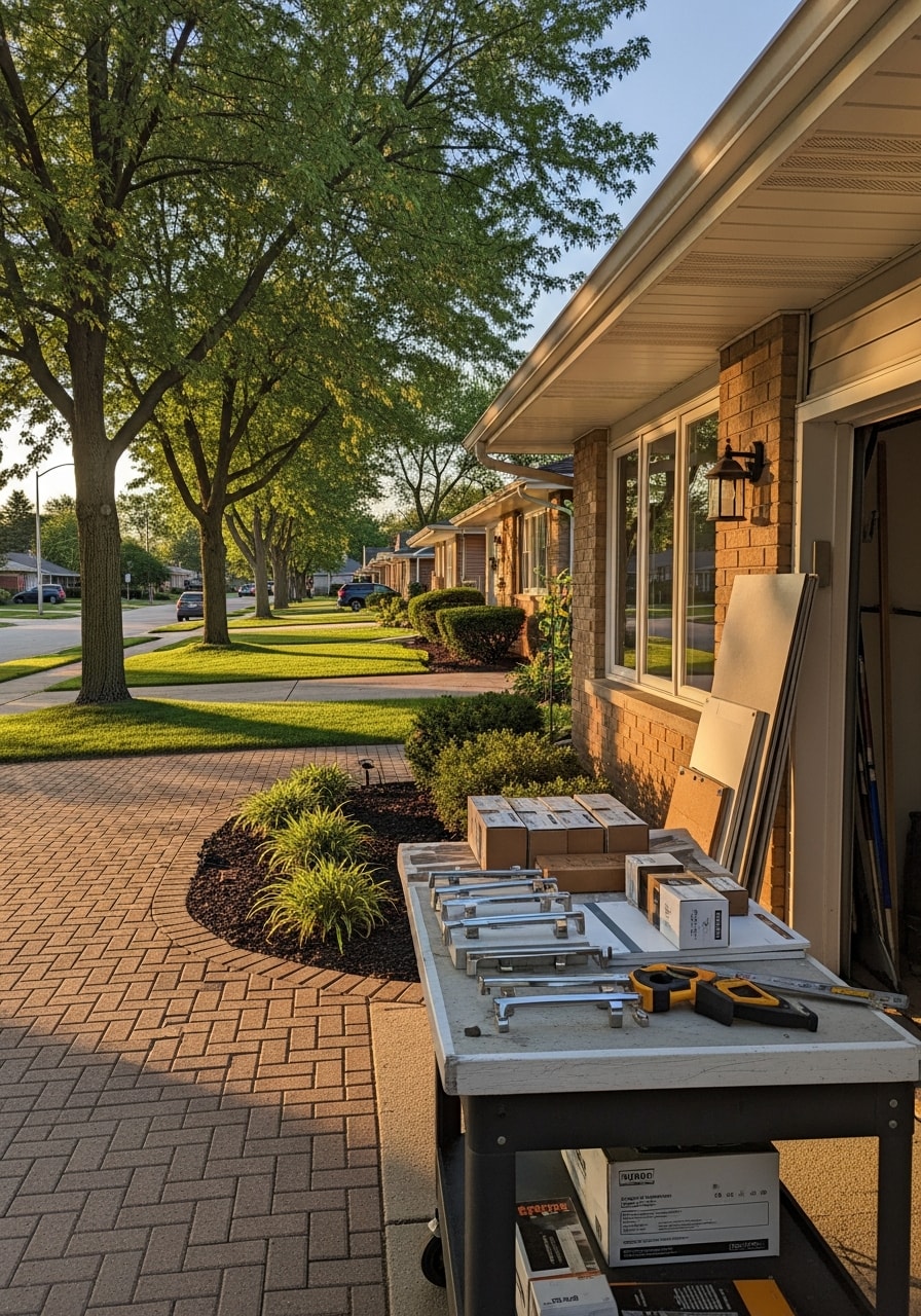 Mundelein street view showing neighborhood homes and established trees.
