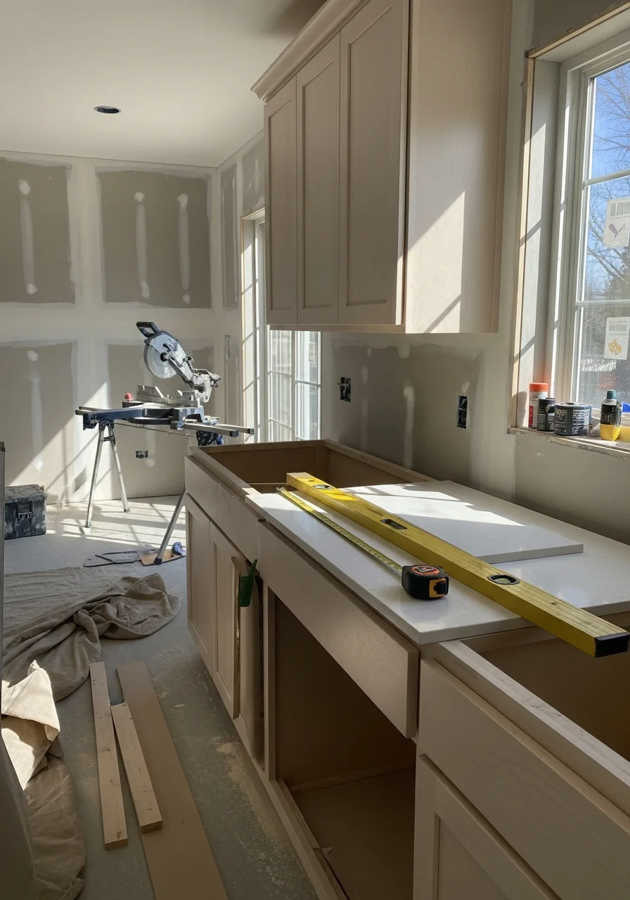 Modern kitchen remodel with custom cabinetry and countertops in Waukegan home