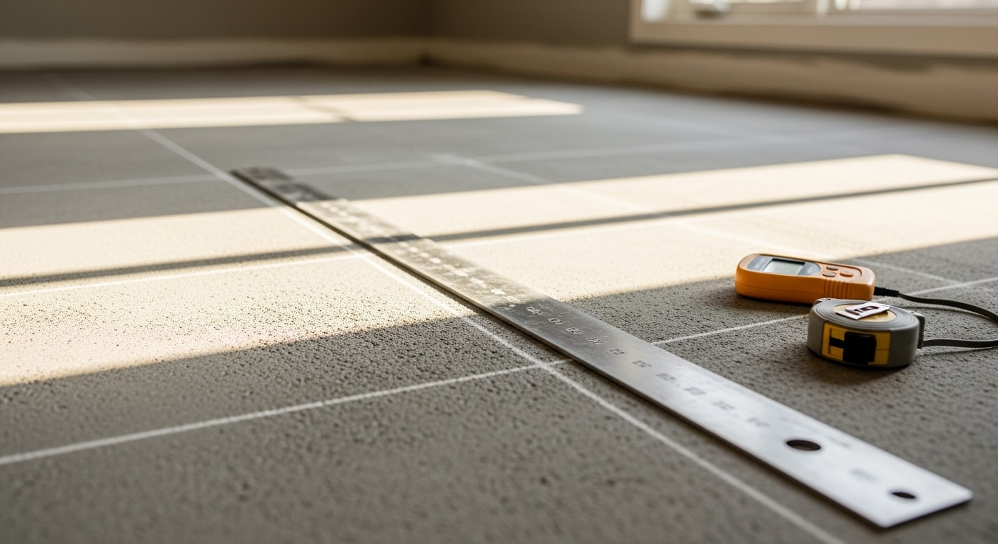 Newly installed flooring in a Barrington, IL home showing clean seams and a level surface across an open living area. The finished floor runs from the entryway through to the main living space with consistent material alignment throughout.